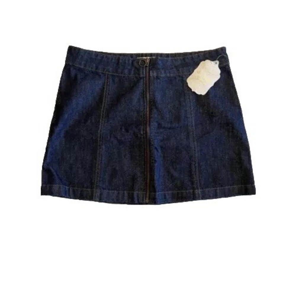 altard state denim skirt size small mini zip front blue dark wash jean Y2K 90's